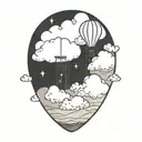 clouds with a distant balloon  tattoo design idea