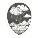 clouds with a distant balloon  tattoo design idea