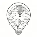 clouds with a distant balloon  tattoo design idea
