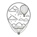 clouds with a distant balloon  tattoo design idea