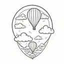 clouds with a distant balloon  tattoo design idea
