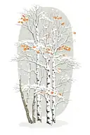 white birch and maple trees snow falling tattoo design idea