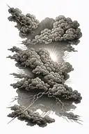 storm clouds with sun rays tattoo design idea