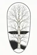 white birch tree in snow tattoo design idea