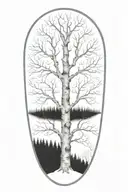 white birch tree in snow tattoo design idea