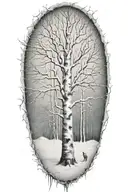 white birch tree snow storm tattoo design idea