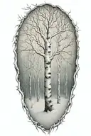 white birch tree snow storm tattoo design idea
