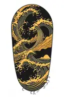 sound waves turning into ocean waves crashing tattoo design idea