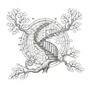 tree with a spiral staircase and astral design tattoo design idea