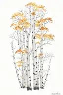 white birch and maple trees on fire tattoo design idea