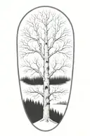 white birch tree in snow tattoo design idea