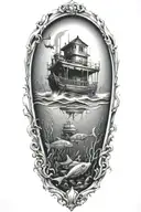 under water scary sinking tattoo design idea