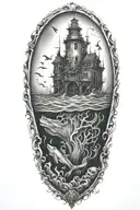 under water scary sinking tattoo design idea
