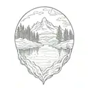 lake surrounded by forest fire  tattoo design idea