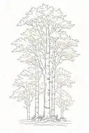 white birch and maple trees on fire tattoo design idea
