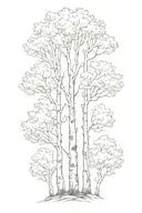 white birch and maple trees on fire tattoo design idea