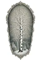 white birch tree winter snow storm tattoo design idea