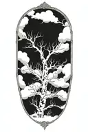 white birch tree snow storm clouds tattoo design idea