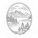 lake surrounded by forest fire  tattoo design idea