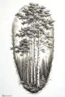 white birch palm tree redwood maple cypress  tattoo design idea