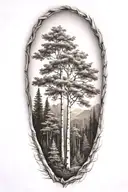 white birch palm tree redwood maple cypress  tattoo design idea