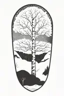 white birch tree in snow tattoo design idea