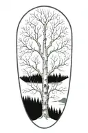 white birch tree in snow tattoo design idea