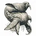 walrus falling off a cliff tattoo design idea