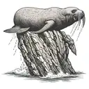 walrus falling off a cliff tattoo design idea