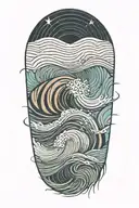 sound waves turning into ocean waves crashing tattoo design idea