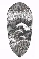 sound waves turning into ocean waves crashing tattoo design idea