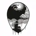clouds with a distant balloon  tattoo design idea