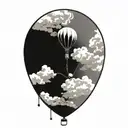 clouds with a distant balloon  tattoo design idea
