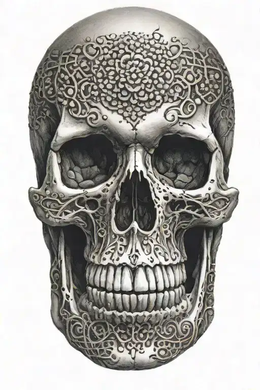 realistic skull soft shading tattoo design idea