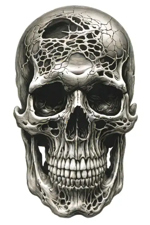 realistic skull soft shading tattoo design idea