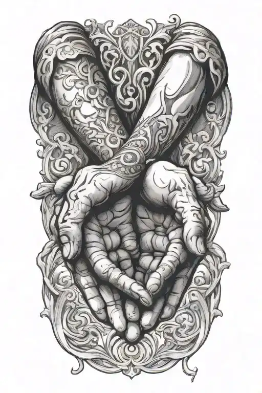 hands of god and adam hands tattoo design idea