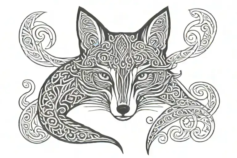 Celtic fox tattoo design idea