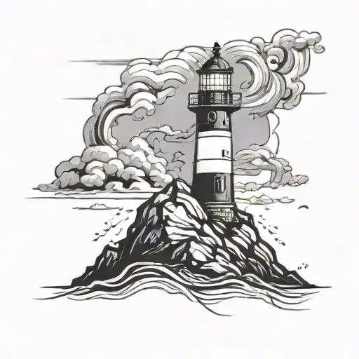 lighthouse in a storm tattoo design idea