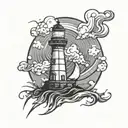 lighthouse in a storm tattoo design idea