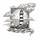 lighthouse in a storm tattoo design idea