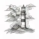 lighthouse in a storm tattoo design idea