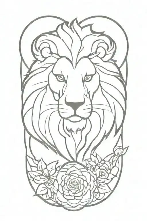 stoicism  lion and owl and scales and flower tattoo design idea