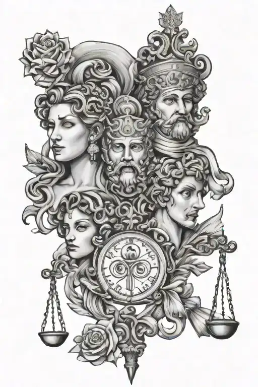 4 stoic virtues discipline Justice wisdom courage tattoo design idea