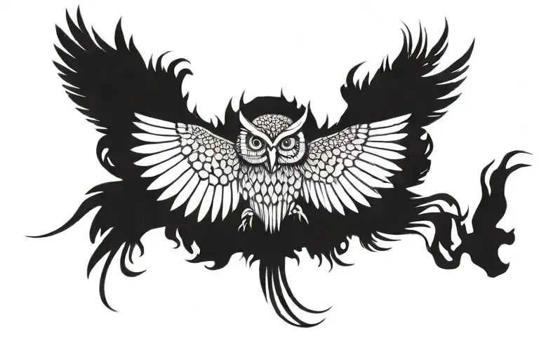owl spread wings tattoo design idea