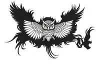 owl spread wings tattoo design idea