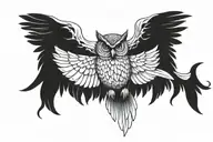 owl spread wings tattoo design idea