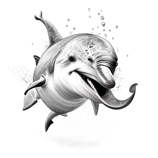 dolphine jump out of water tattoo design idea
