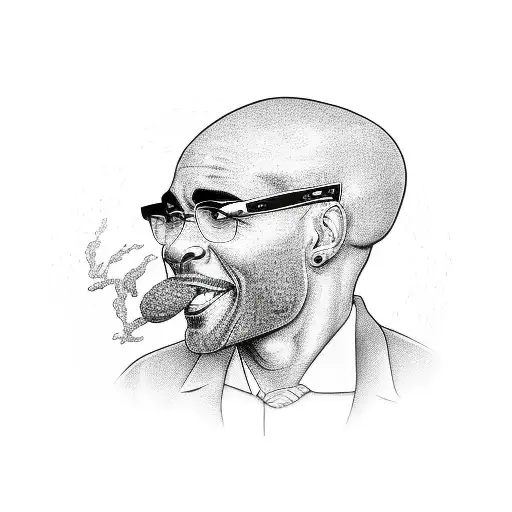 black bald man with grey bread in Corvette car tattoo design idea