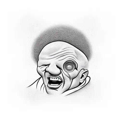 black bald man with grey bread in Corvette car tattoo design idea