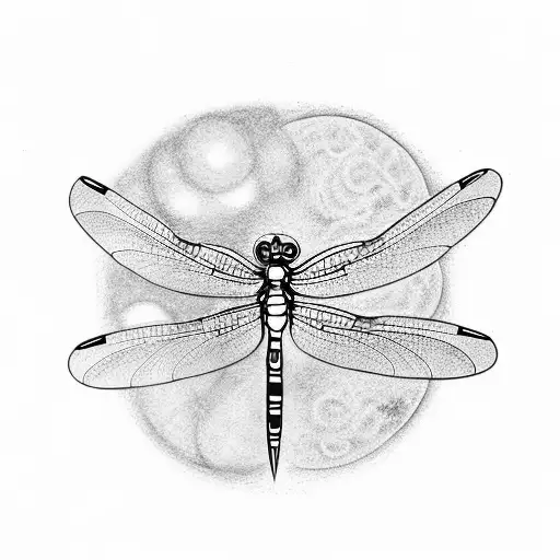 dragonfly and winter solstice moon tattoo design idea